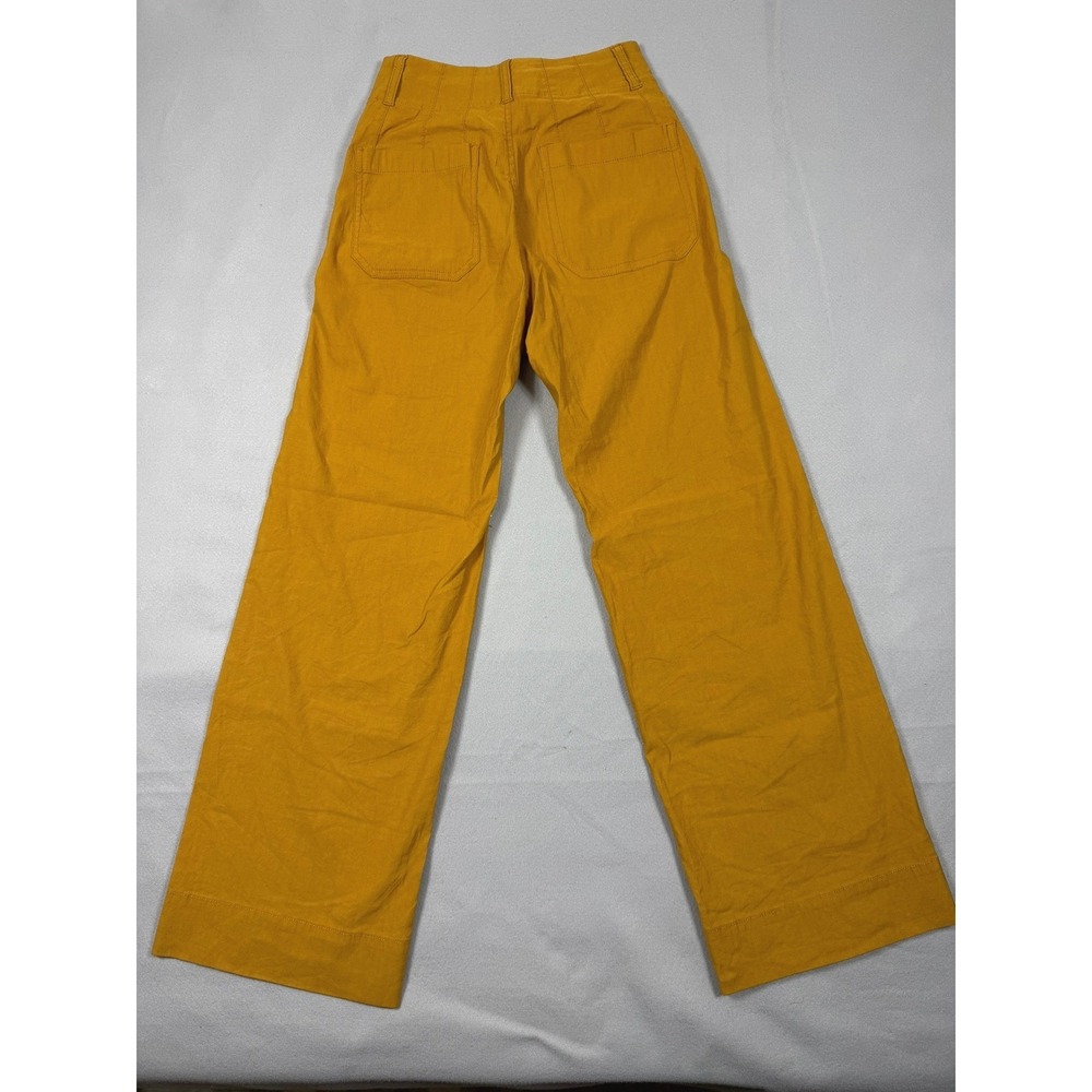 Maeve Anthropologie The Colette Wide Leg Pants Mustard Yellow 24T High Rise Tall - Picture 3 of 6